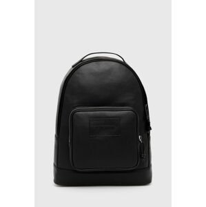 Kožený ruksak Emporio Armani pánsky, čierna farba, veľký, jednofarebný