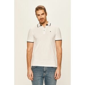 Polo tričko Jack & Jones biela farba, jednofarebné