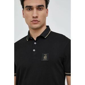 Bavlnené polo tričko Armani Exchange čierna farba, s nášivkou, 8NZFPQ ZJH4Z NOS