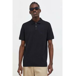 Bavlnené polo tričko Marc O'Polo čierna farba, jednofarebný