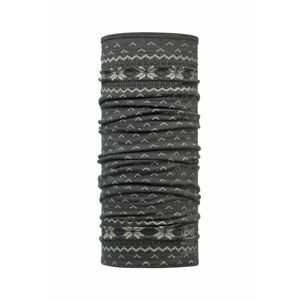 Vlnený šál komín Buff šedá farba, vzorovaný