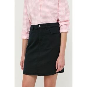 Rifľová sukňa Armani Exchange čierna farba, mini, rovný strih