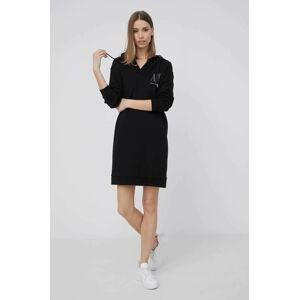 Bavlnené šaty Armani Exchange čierna farba, mini, oversize