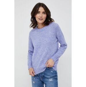 Vlnený sveter Selected Femme dámsky, fialová farba, tenký,