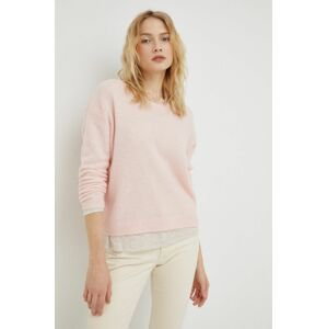 Vlnený sveter American Vintage dámsky, ružová farba, tenký,