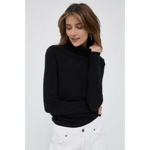 Kašmírový sveter Polo Ralph Lauren čierna farba, tenký, s rolákom