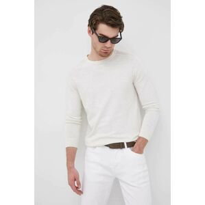 Bavlnený sveter Selected Homme pánsky, béžová farba, tenký,