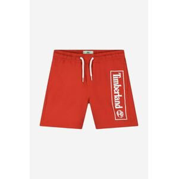 Detské plavkové šortky Timberland Swim Shorts červená farba, s potlačou