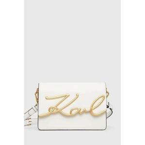 Kožená kabelka Karl Lagerfeld biela farba