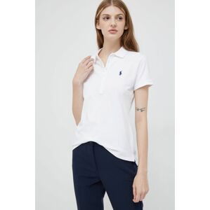 Polo tričko Polo Ralph Lauren dámsky, biela farba, s golierom, 211870245001