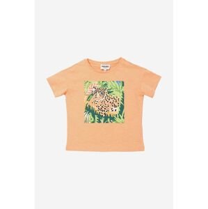 Detské bavlnené tričko Kenzo Kids Short Sleeves Tee-Shirt oranžová farba