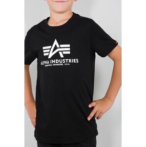 Detské bavlnené tričko Alpha Industries čierna farba, s potlačou