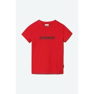 Detské bavlnené tričko Napapijri S-Box Ss červená farba, vzorované