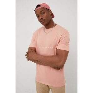 Bavlnené tričko Jack & Jones ružová farba, s nášivkou