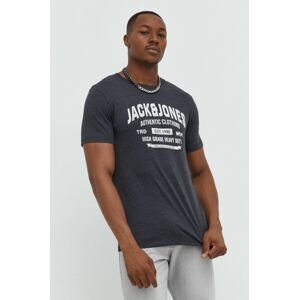 Tričko Jack & Jones pánsky, šedá farba, melanžové