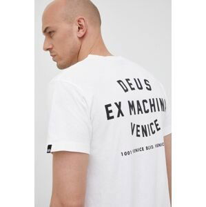 Bavlnené tričko Deus Ex Machina biela farba, s potlačou