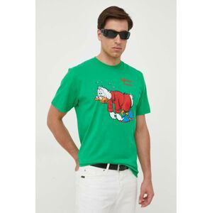 Bavlnené tričko MC2 Saint Barth zelená farba, s potlačou