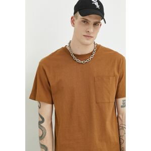 Bavlnené tričko Solid hnedá farba, jednofarebné