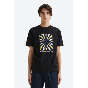 Bavlnené tričko Wood Wood Sami Lightening T-shirt 12135713.2491-BLACK, čierna farba, s potlačou