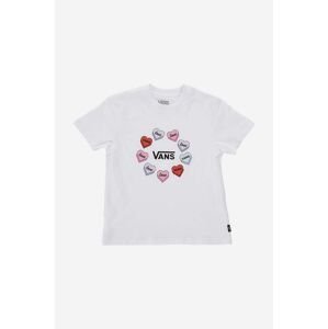 Detské bavlnené tričko Vans Candy Hearts biela farba, s potlačou