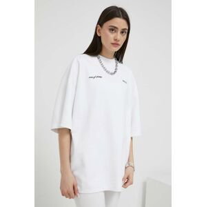 Bavlnené tričko Preach biela farba, jednofarebný