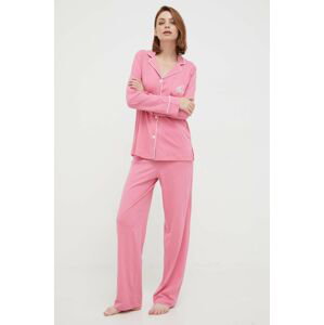 Pyžamo Lauren Ralph Lauren dámska, ružová farba