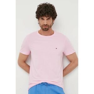 Tričko Tommy Hilfiger pánske, ružová farba, jednofarebné