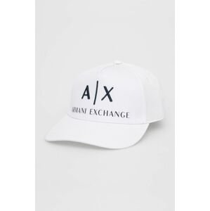 Čiapka Armani Exchange biela farba, s nášivkou