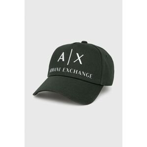 Čiapka Armani Exchange zelená farba, s nášivkou