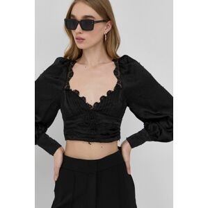 Blúzka For Love & Lemons dámska, čierna farba, kvetovaná