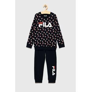 Detské bavlnené pyžamo Fila tmavomodrá farba, vzorované