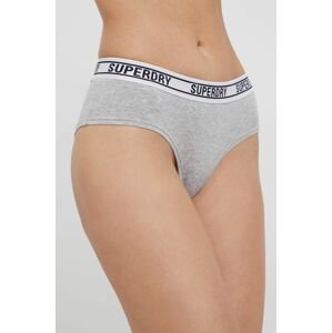 Nohavičky Superdry šedá farba,