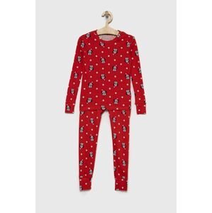 Detské bavlnené pyžamo GAP x Disney červená farba, vzorované