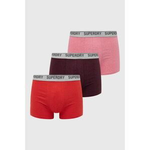 Boxerky Superdry (3-pack) pánske, bordová farba