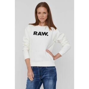 Mikina G-Star Raw dámska, biela farba, s potlačou