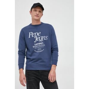 Bavlnená mikina Pepe Jeans pánska, tmavomodrá farba, s potlačou