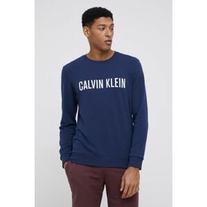 Pyžamové tričko s dlhým rukávom Calvin Klein Underwear tmavomodrá farba, jednofarebné