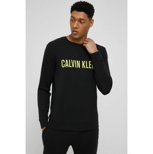 Pyžamové tričko s dlhým rukávom Calvin Klein Underwear čierna farba, jednofarebné