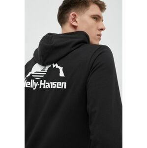 Mikina Helly Hansen YU HOODIE 2.0 pánska, čierna farba, s kapucňou, jednofarebná, 53582