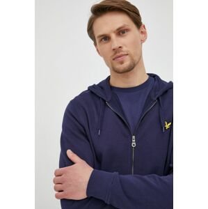 Bavlnená mikina Lyle & Scott pánska, tmavomodrá farba, jednofarebná