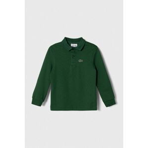 Detská bavlnená košeľa s dlhým rukávom Lacoste zelená farba, jednofarebný