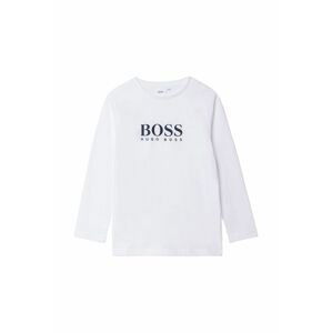 Detské tričko s dlhým rukávom Boss biela farba, s potlačou