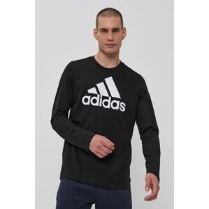 Tričko s dlhým rukávom adidas GV5274 pánske, čierna farba, s potlačou