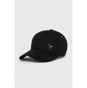 Bavlnená čiapka Paul Smith čierna farba, jednofarebná