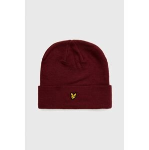 Čiapka Lyle & Scott bordová farba, z tenkej pleteniny