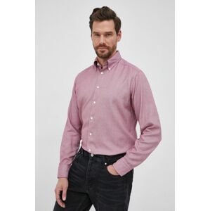 Košeľa Eton pánska, bordová farba, regular, s golierom button-down
