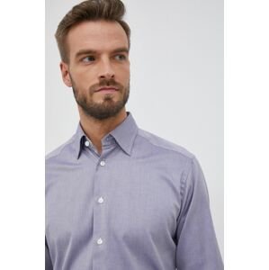 Bavlnená košeľa Eton pánska, šedá farba, slim, s klasickým golierom