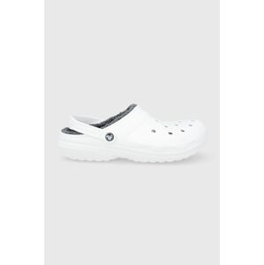 Papuče Crocs CLASSIC SIC.LINED.CLOG.203591.M-ESPRESSO.W, biela farba