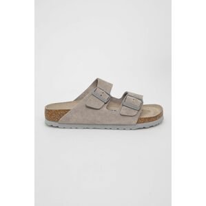 Semišové šľapky Birkenstock šedá farba