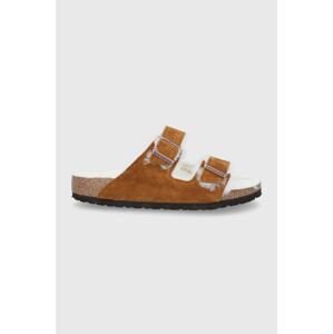 Semišové šľapky Birkenstock 1001128.Sheepskin.Mink-Sheepskin., hnedá farba